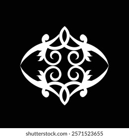 Floral Design A classic black and white floral design element featuring elegant, curved leaves and intricate detailing. Ornamental Perfect for use in decorative borders, logos