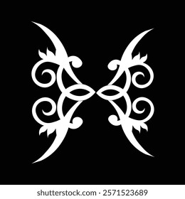 Floral Design A classic black and white floral design element featuring elegant, curved leaves and intricate detailing. Ornamental Perfect for use in decorative borders, logos