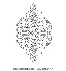 Floral Design A classic black and white floral design element featuring elegant, curved leaves and intricate detailing. Ornamental Perfect for use in decorative borders, logos