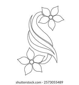 Floral Design A classic black and white floral design element featuring elegant, curved leaves and intricate detailing. Ornamental Perfect for use in decorative borders, logos