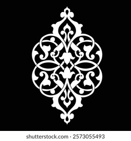 Floral Design A classic black and white floral design element featuring elegant, curved leaves and intricate detailing. Ornamental Perfect for use in decorative borders, logos