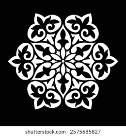 Floral Design A classic black and white floral design element featuring elegant, curved leaves and intricate detailing. Ornamental Perfect for use in decorative borders, logos