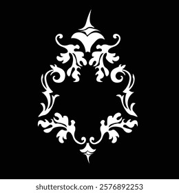 Floral Design A classic black and white floral design element featuring elegant, curved leaves and intricate detailing. Ornamental Perfect for use in decorative borders, logos