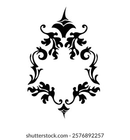 Floral Design A classic black and white floral design element featuring elegant, curved leaves and intricate detailing. Ornamental Perfect for use in decorative borders, logos