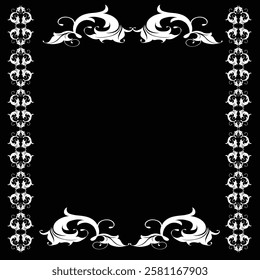 Floral Design A classic black and white floral design element featuring elegant, curved leaves and intricate detailing. Ornamental Perfect for use in decorative borders, logos