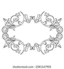 Floral Design A classic black and white floral design element featuring elegant, curved leaves and intricate detailing. Ornamental Perfect for use in decorative borders, logos