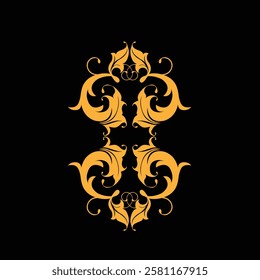 Floral Design A classic black and white floral design element featuring elegant, curved leaves and intricate detailing. Ornamental Perfect for use in decorative borders, logos