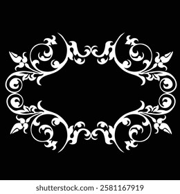 Floral Design A classic black and white floral design element featuring elegant, curved leaves and intricate detailing. Ornamental Perfect for use in decorative borders, logos