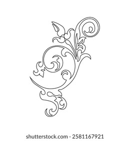 Floral Design A classic black and white floral design element featuring elegant, curved leaves and intricate detailing. Ornamental Perfect for use in decorative borders, logos