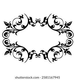 Floral Design A classic black and white floral design element featuring elegant, curved leaves and intricate detailing. Ornamental Perfect for use in decorative borders, logos