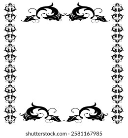 Floral Design A classic black and white floral design element featuring elegant, curved leaves and intricate detailing. Ornamental Perfect for use in decorative borders, logos