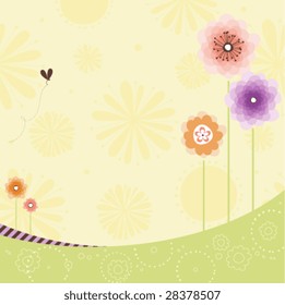 Floral design with copy space. Background texture is a seamless pattern.