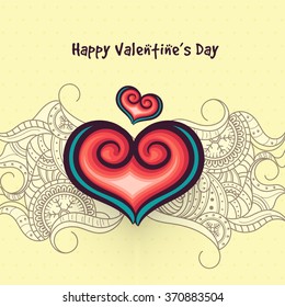 Floral design decorated beautiful greeting card with creative hearts for Happy Valentine's Day celebration.