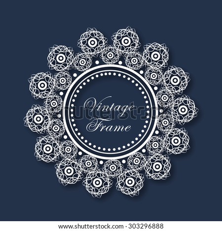 Floral design decorated beautiful rounded vintage frame with space for your wishes.