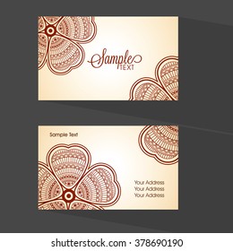 Floral design decorated glossy, Horizontal Business Card, Name Card or Visiting Card set with space for your message.