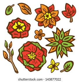 floral design element in doodle style