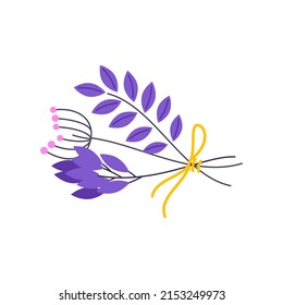 Floral design element. Flat illustration of a bunch of dry herbs isolated on a white background. Vector 10 EPS.