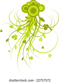 Floral design element, green, isolated on the white