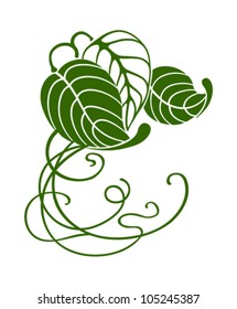 floral design element. green leaves in retro style