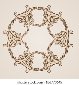 Floral design element. Illustration in light and dark brown colors