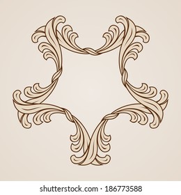 Floral design element in light and dark brown colors