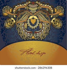 floral design element on dark blue background eps10
