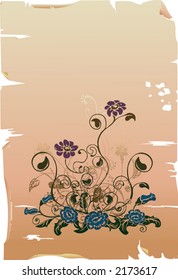 Floral design element on parchment.