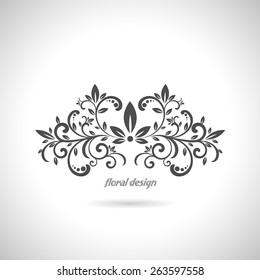 Floral design element on white background