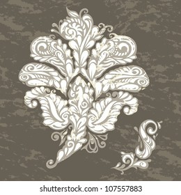 Floral design element renaissance style, model for design of gift packs, patterns fabric, wallpaper, web sites, etc.