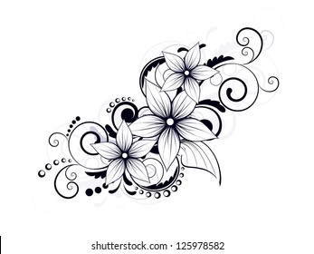 floral design element with swirls for spring