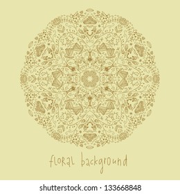 Floral design element in vector. Indian ornament. Light mandala