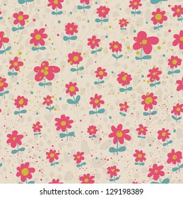 Elemento de diseño floral en vector. Patrón sin fisuras en colores retro