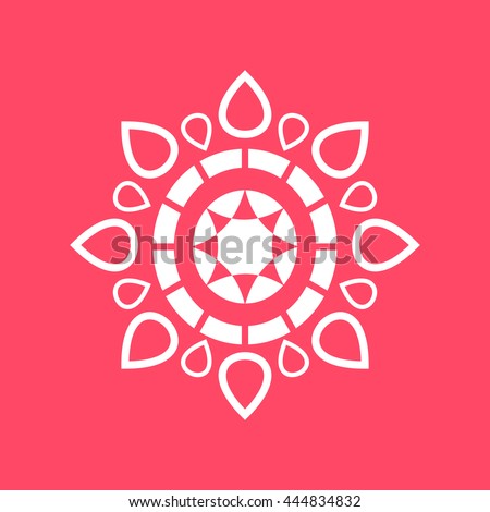 Floral Design Element white icon on magenta color background. Eps-10.