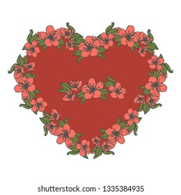 floral design element wreath from cherry flowers, isolated on white background. stock vector illustration.