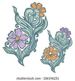 Floral design element-delicate interlacing branches of flowers and buds,model for design of gift packs, patterns fabric, wallpaper, web sites, etc.