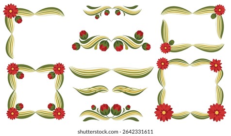 Floral Design Elements Decorative Plant Frame Leaves Blossom Decoration Nature Organic Pixel