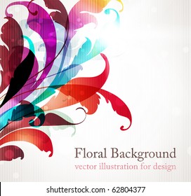 Floral design elements. Flower abstract background for design with scroll leafs. Vector. eps 10.