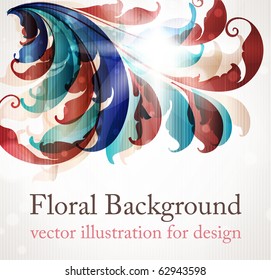 Floral design elements. Flower abstract background for design with scroll leafs. Vector. eps 10.