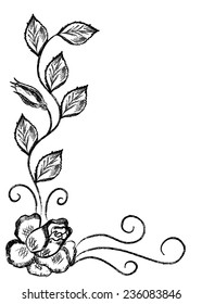 Floral design elements, hand drawn roses