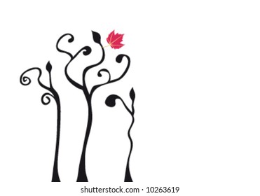 Floral Design Elements Illustration Vector with a red leaf.