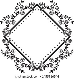 Floral design elements, ornamental vintage frames in black color, for various of cards. Vector