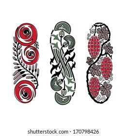 Floral design elements and page decoration. Art Nouveau style. Vector set
