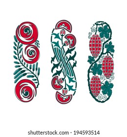 Floral design elements. Retro style. Vector set