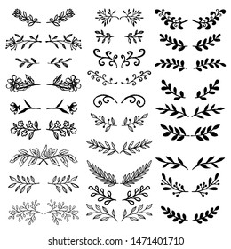 Floral Doodle Set Sketch Style Vector Stock Vector (Royalty Free ...