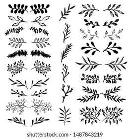 Big Floral Set Black Hand Drawn Stock Vector (Royalty Free) 568664038