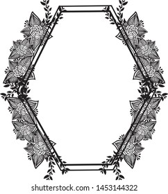 Floral design elements set, with cute frame, for birthday invitation cards and various cards. Vector