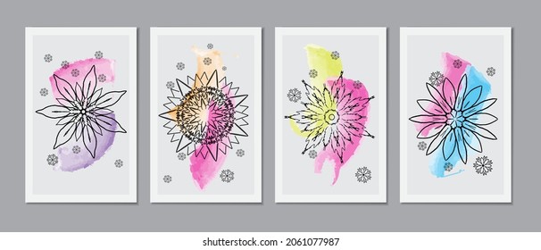  floral design elements.  floral set flowers Isolated on canvas white background. 