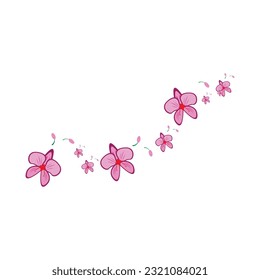 Floral design elements, stencil. Original decoration with branches of exotic tropical flowers. Fine decor with orchids flowers.
