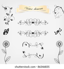 floral design elements vector set