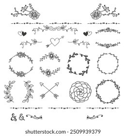 Elementos de design floral para casamentos e cartões de gratidão Coleção romântica